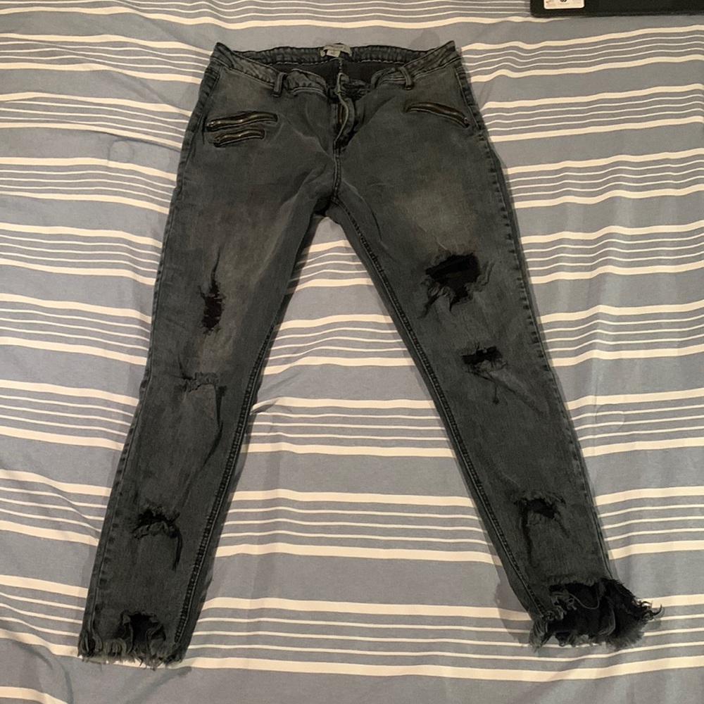 ADAM LEVINE BLACK ACID WASH JEANS